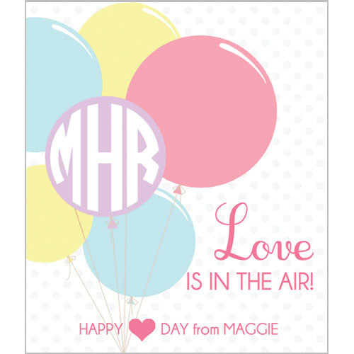 Monogram Balloons "Love is in the Air" Kids Valentines - Pastels