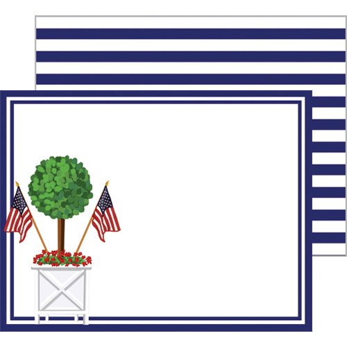 In Stock Flat Notecard Set of 10 | Patriotic Topiary