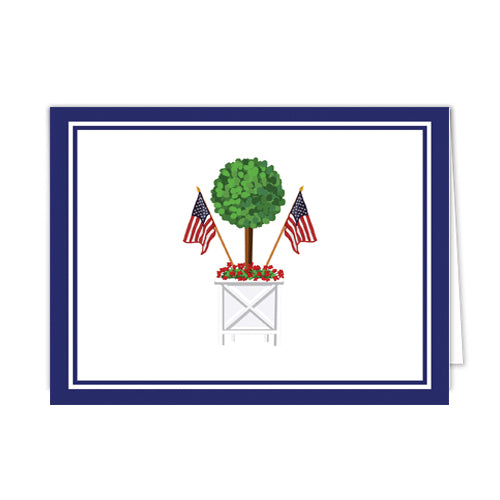 In Stock Folded Notecard Set of 10 | Patriotic Topiary