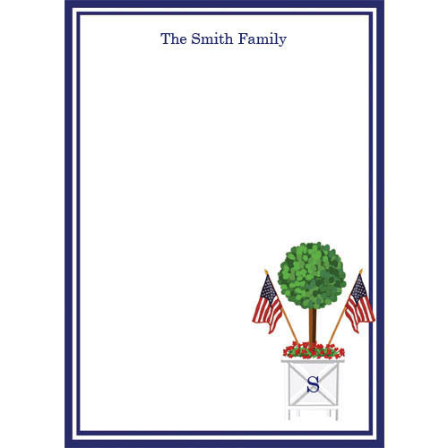 Patriotic Topiary Tree Personalized Notepad