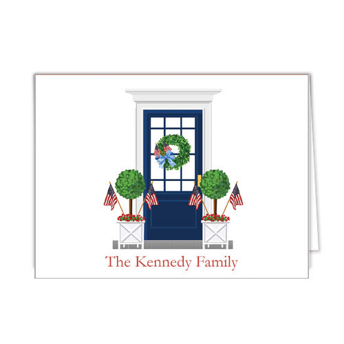 Patriotic Front Door Personalized Folded Notecards