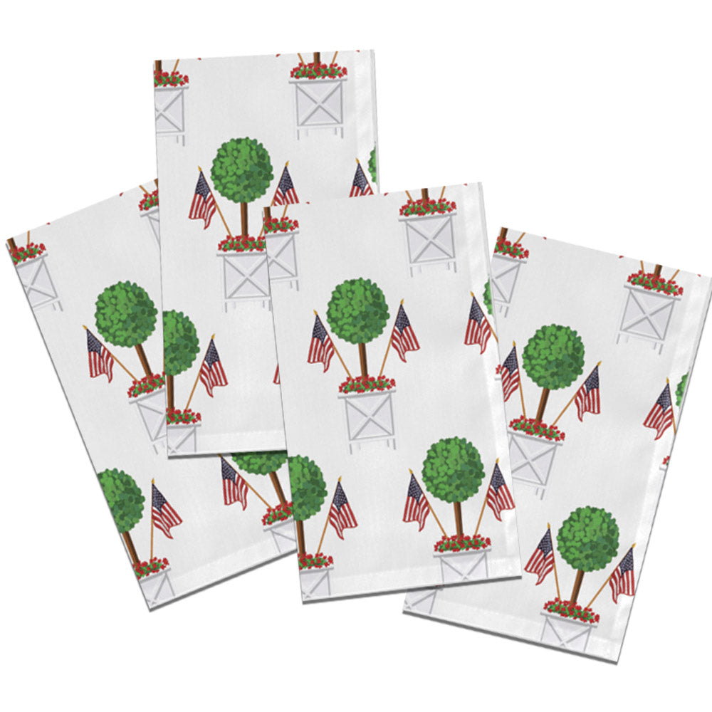 20"x20" Dinner Napkin Set of 4 | Patriotic Topiary