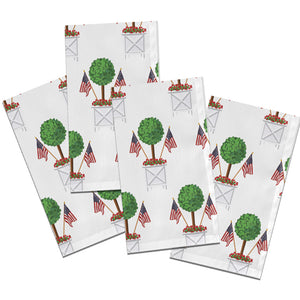 20"x20" Dinner Napkin Set of 4 | Patriotic Topiary