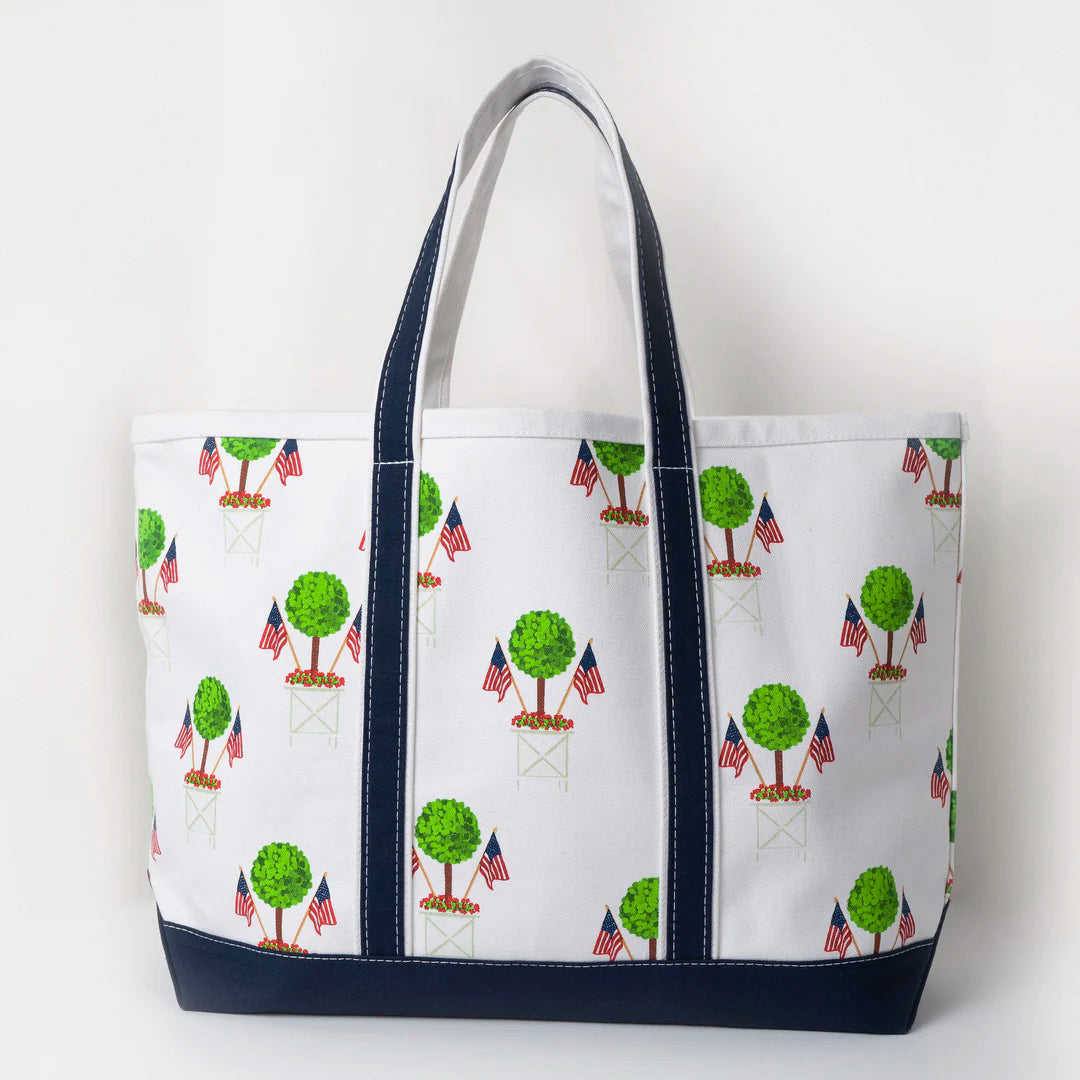 Crab & Cleek x WH Hostess Canvas Boat Tote | Patriotic Topiary