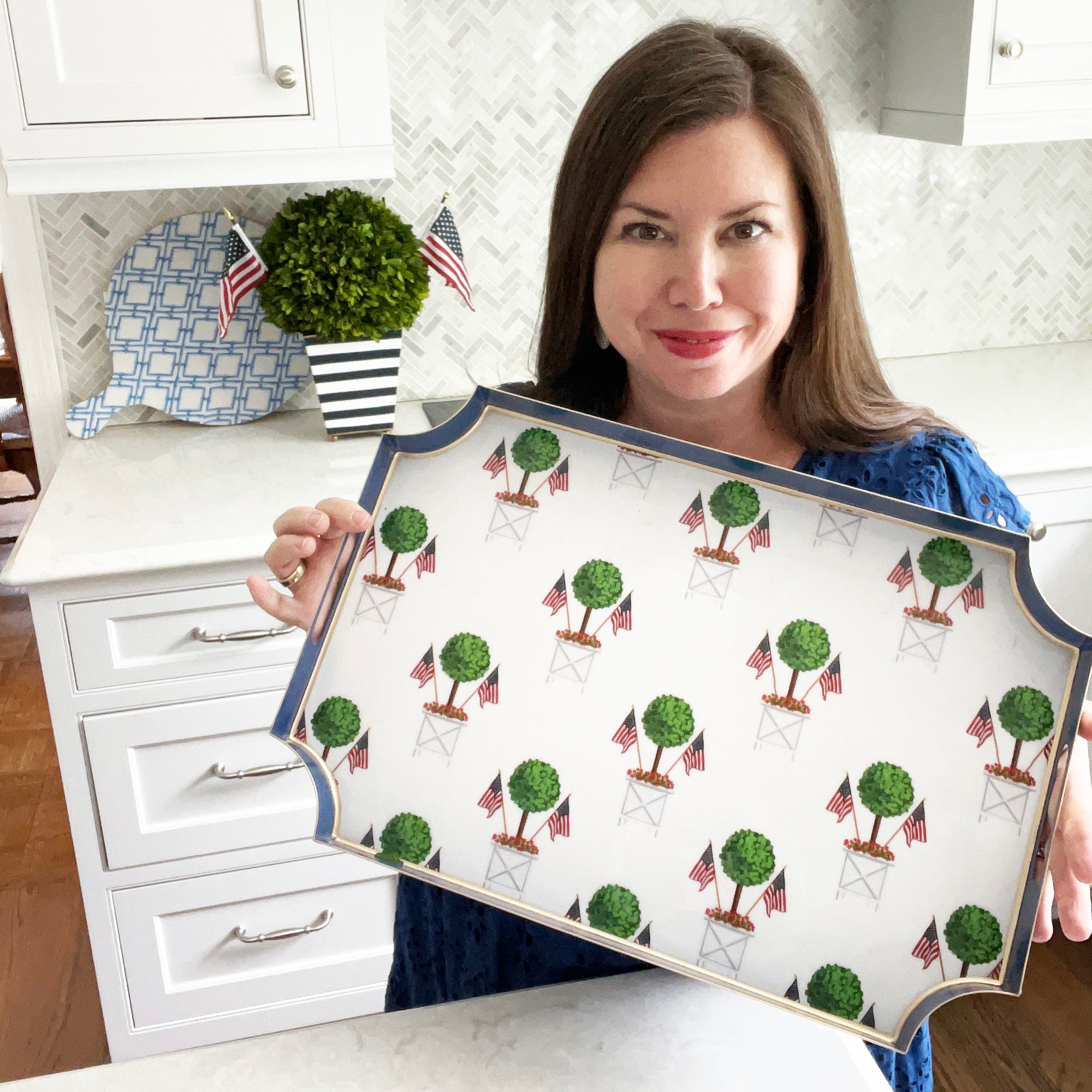 SALE!! WH Hostess x Jayes Studio Patriotic Topiary Tree Jayes Tray