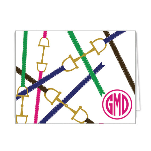 Equestrian Horse Bits Personalized Folded Notecards