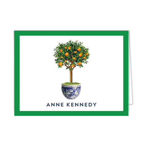 Citrus Topiary Tree Personalized Folded Notecards