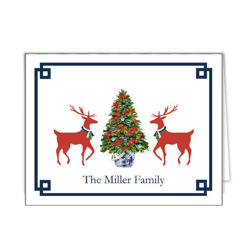 Reindeer Games Personalized Folded Notecards | Red