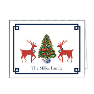 Reindeer Games Personalized Folded Notecards | Red