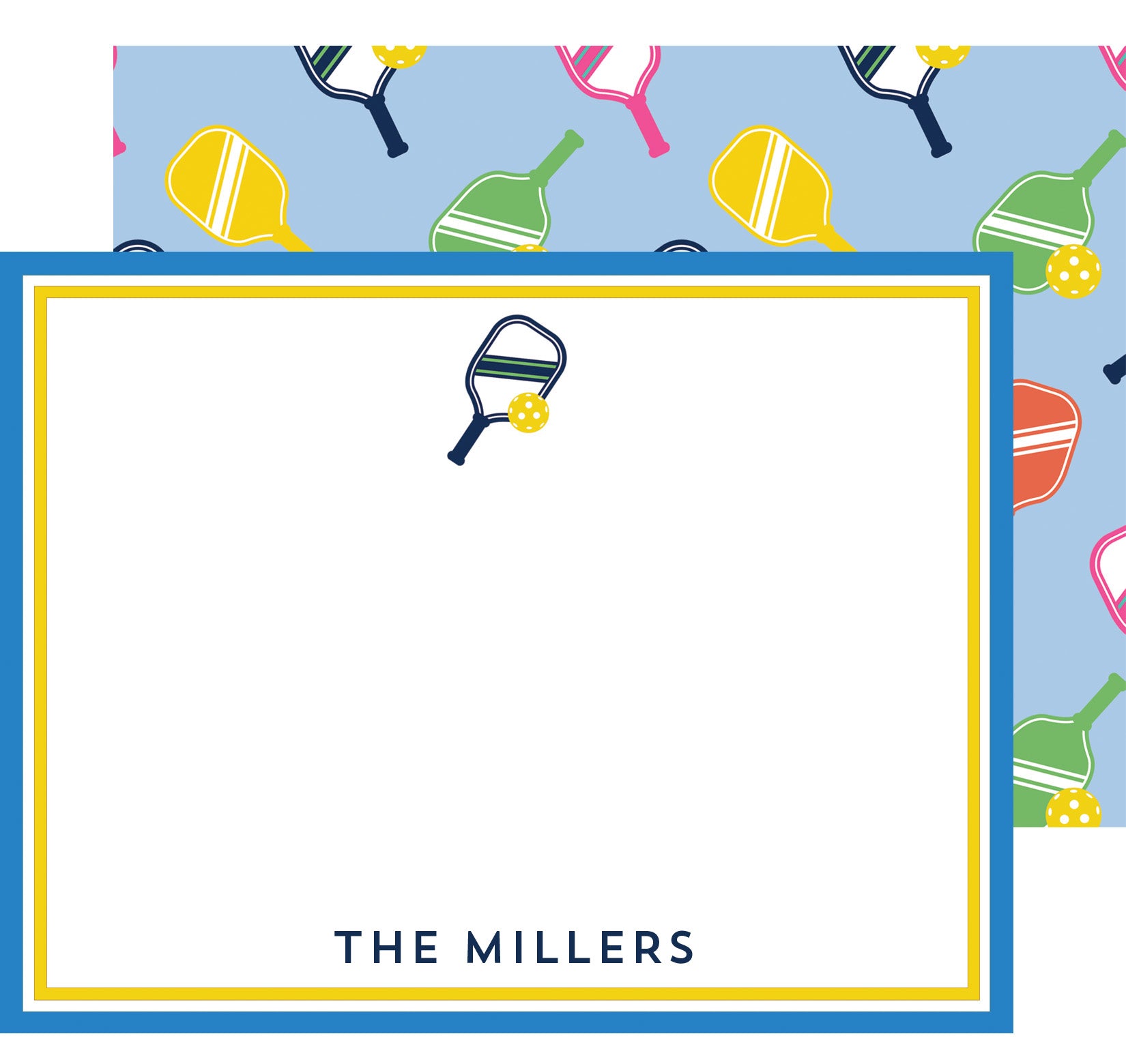 Pickleball Personalized Flat Notecards