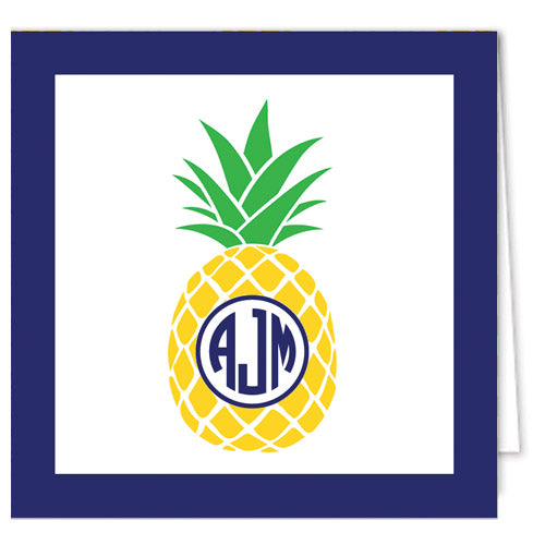 Preppy Pineapple Monogram Enclosure Cards + Envelopes
