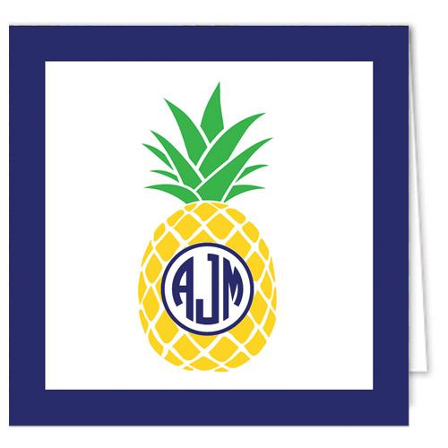 Preppy Pineapple Monogram Enclosure Cards + Envelopes Wholesale