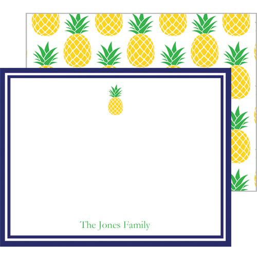 Preppy Pineapple Personalized Flat Notecards Wholesale