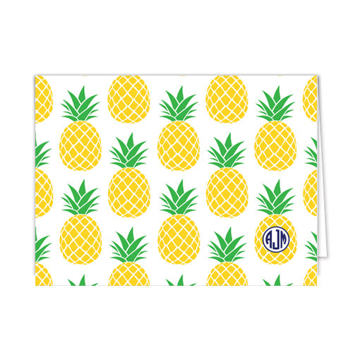 Preppy Pineapple Personalized Folded Notecards