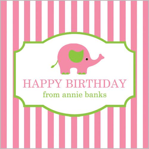 Pink Elephant Gift Sticker - Set of 24 Wholesale