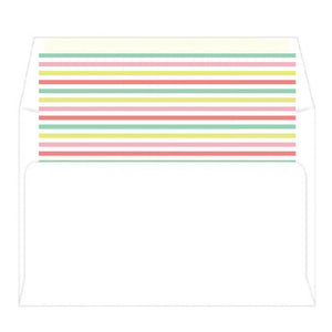 Pink Colorful Stripes Personalized Flat Notecards