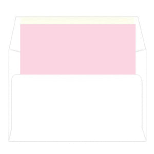 Pink + Green Greek Key Border A2 Birth Announcement Card