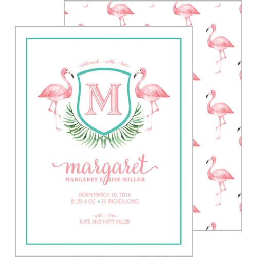 Watercolor Pink Flamingo A2 Birth Announcement Card Wholesale