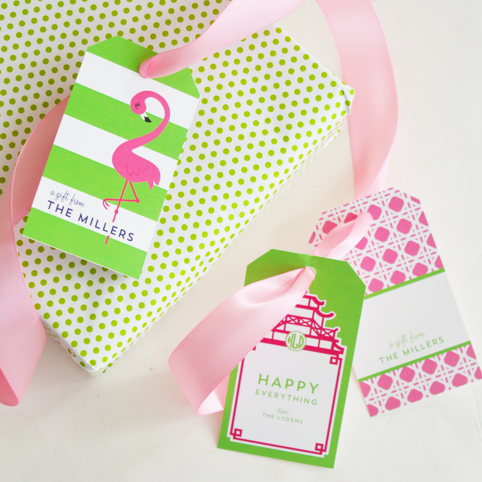 Pink Flamingo Personalized Gift Tags