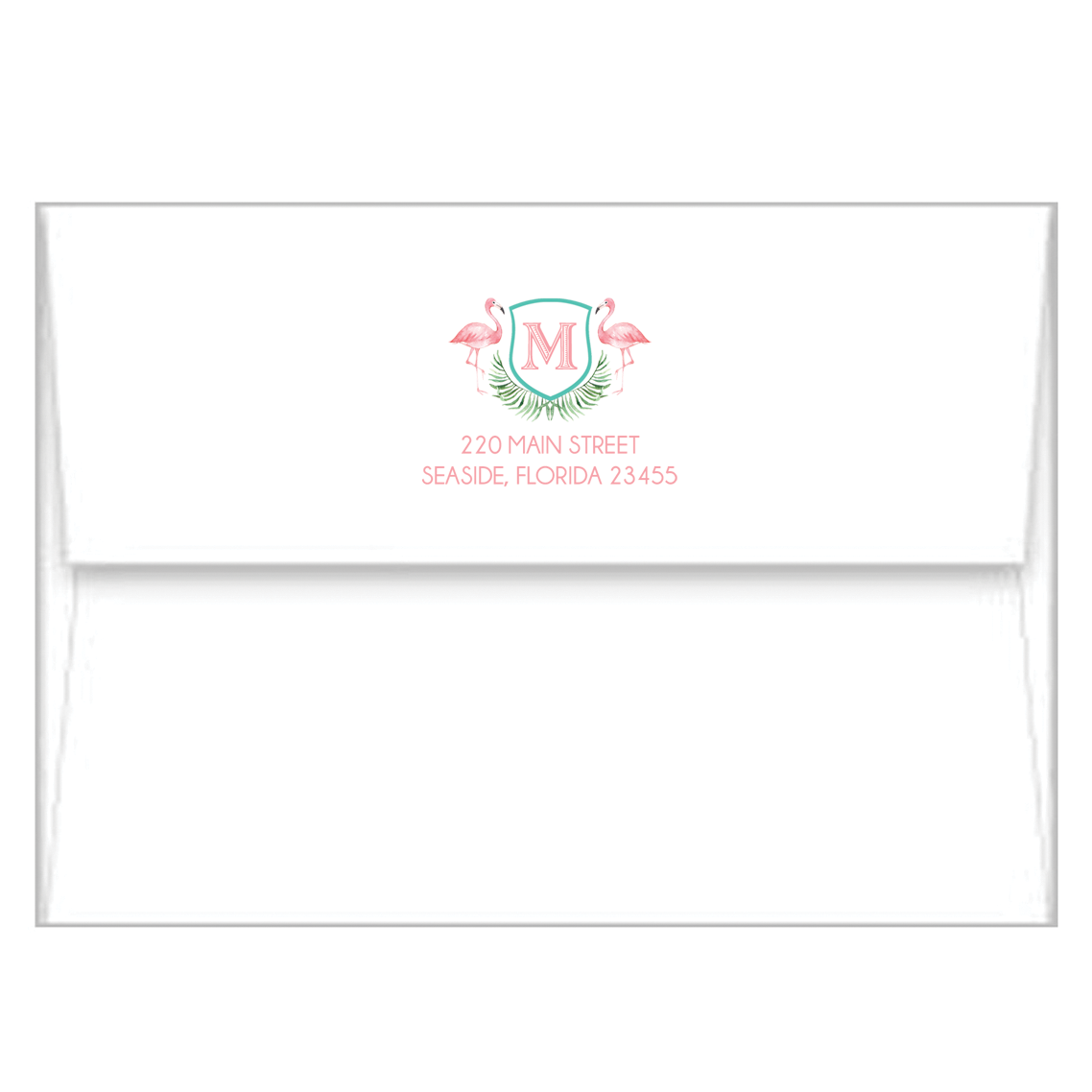 Watercolor Pink Flamingo A2 Birth Announcement Card