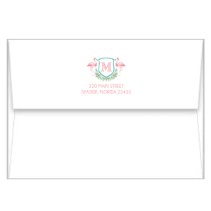 Watercolor Pink Flamingo A2 Birth Announcement Card