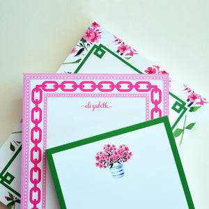 Pink Geraniums Floral Personalized Notepad