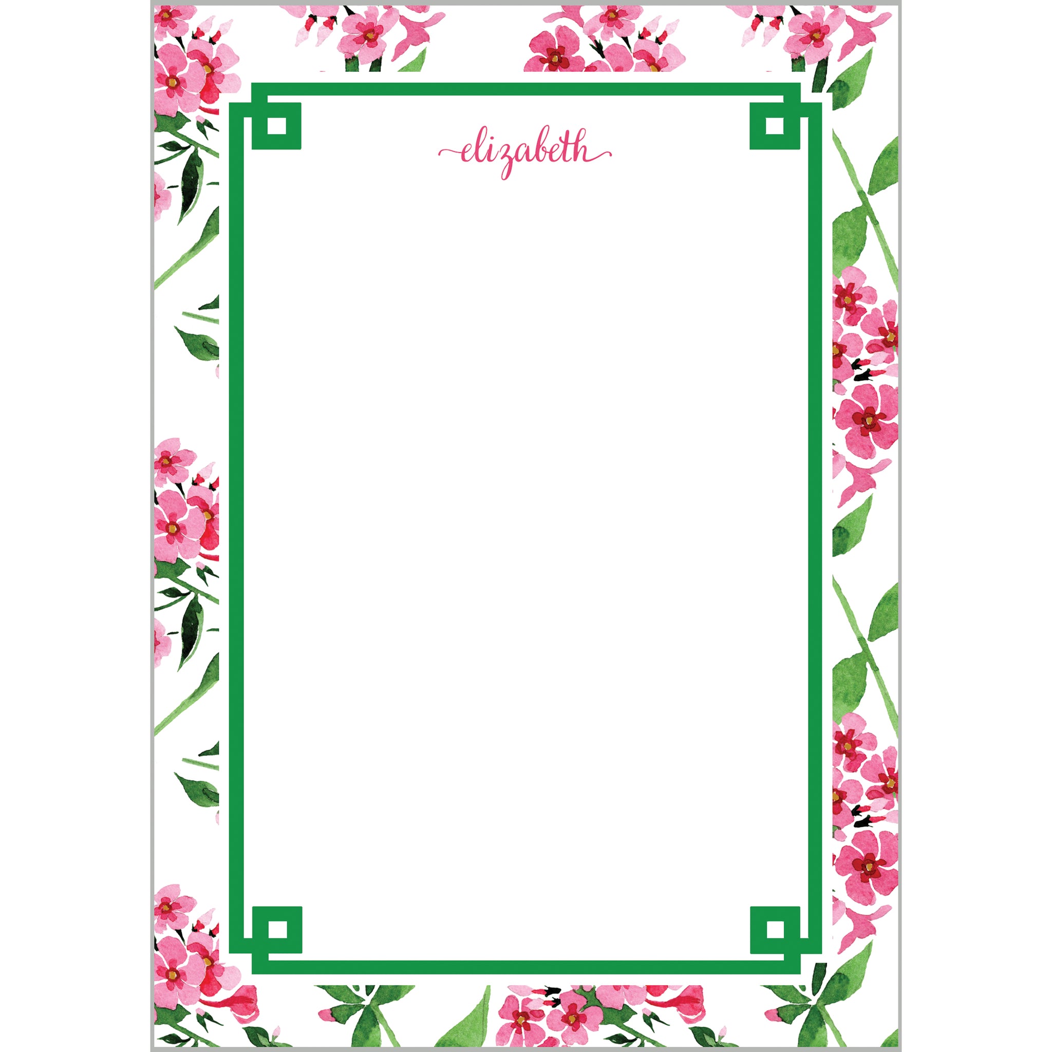 Pink Geraniums Floral Personalized Notepad - WH Hostess Social Stationery
