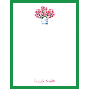 Pink Geraniums Flower Pot Personalized Notepad