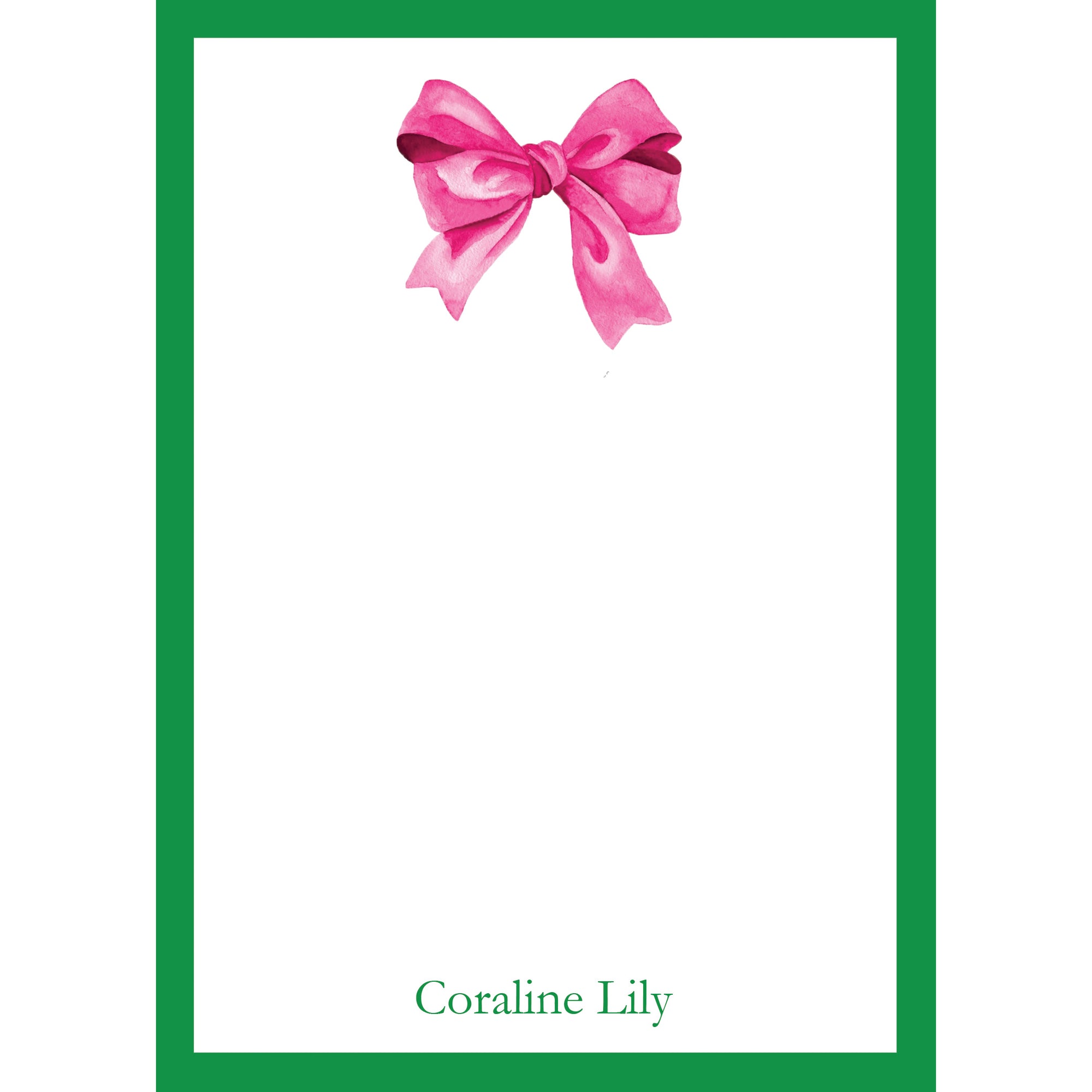 Bow Notepad Hot Pink Bow Personalized Notepad - WH Hostess Social Stationery