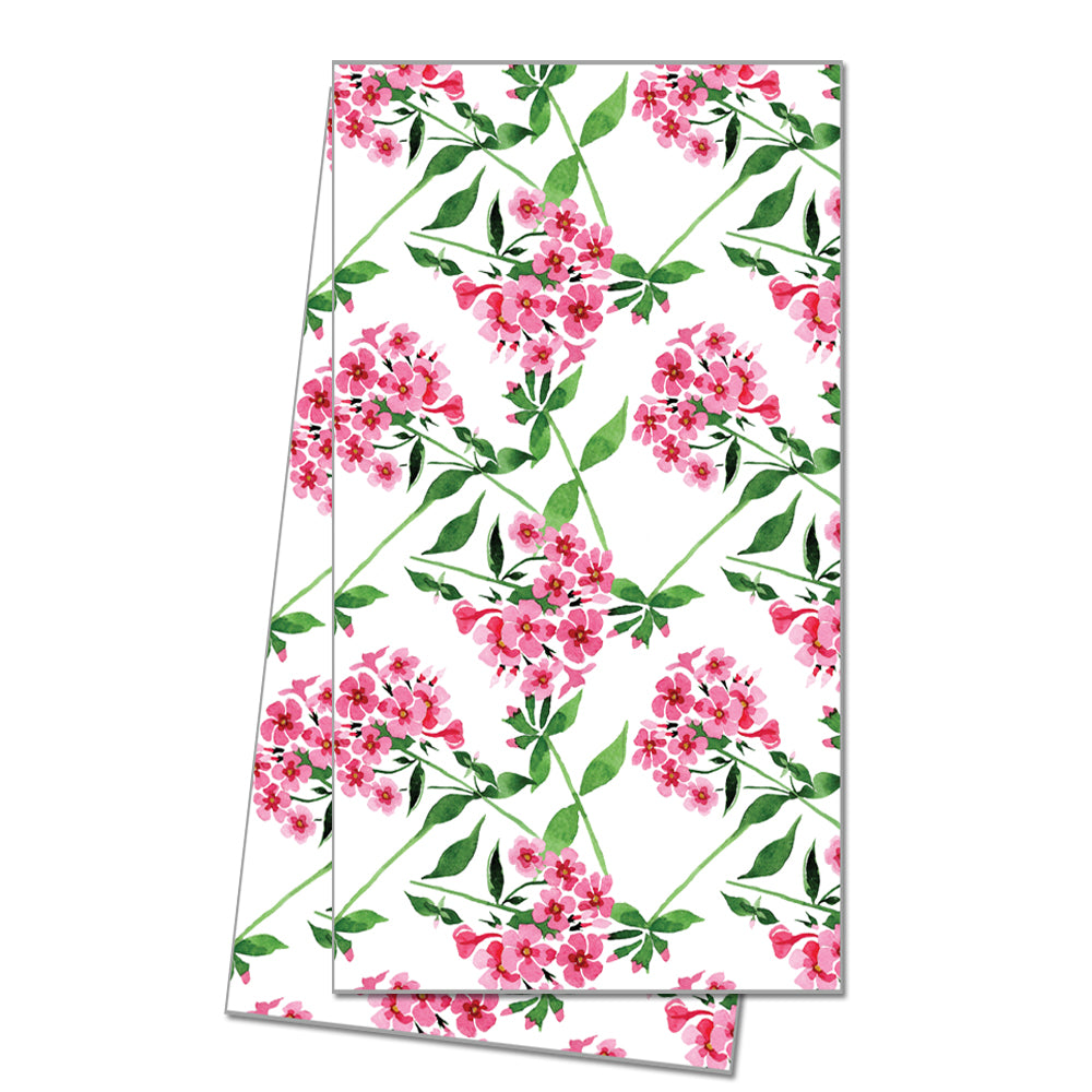 In Stock WH Hostess Cotton Tea Towel | Pink Geraniums