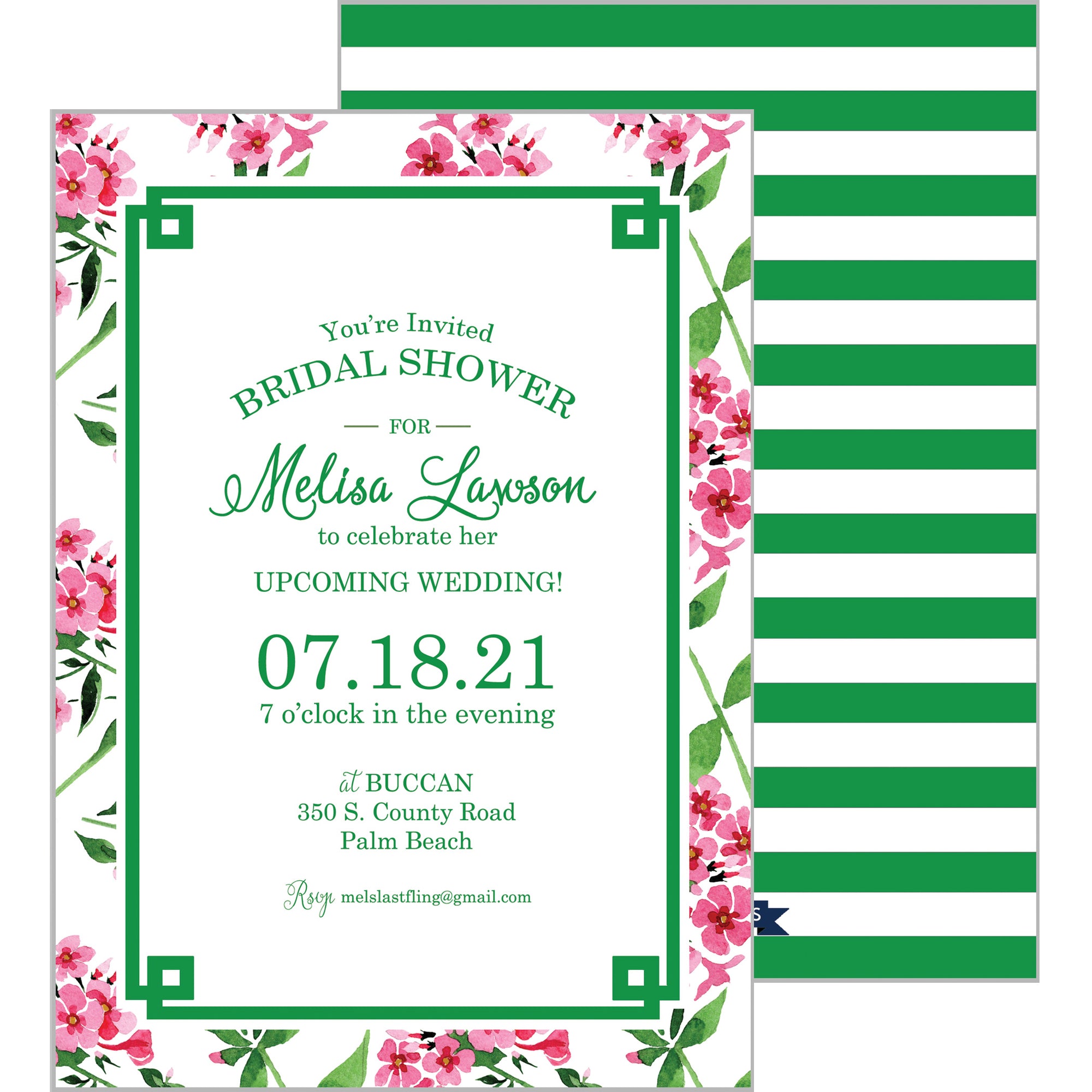 Pink and Green Floral Pattern Party Invitation