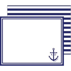 Preppy Anchor Personalized Flat Notecard - More Color Options