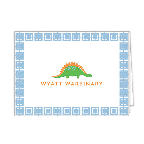 Preppy Dino Personalized Folded Notecards