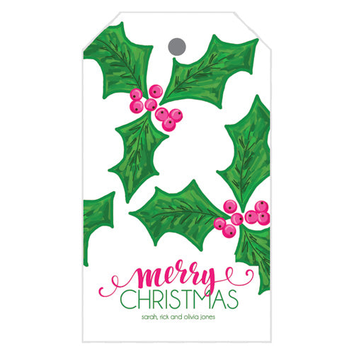 Preppy Holly Christmas Gift Tags