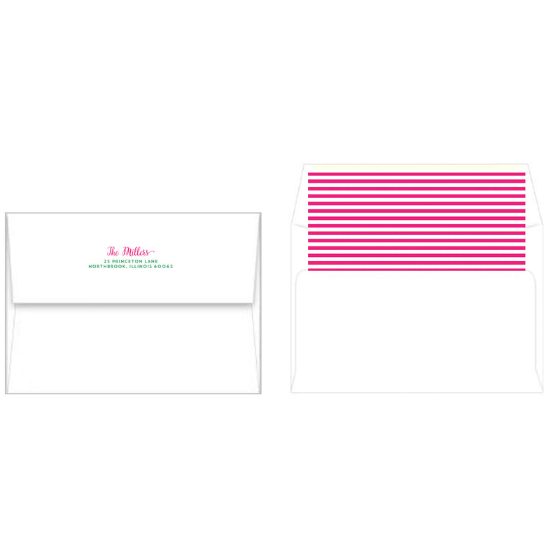 Preppy Pink + Green Holly Christmas Photo Card