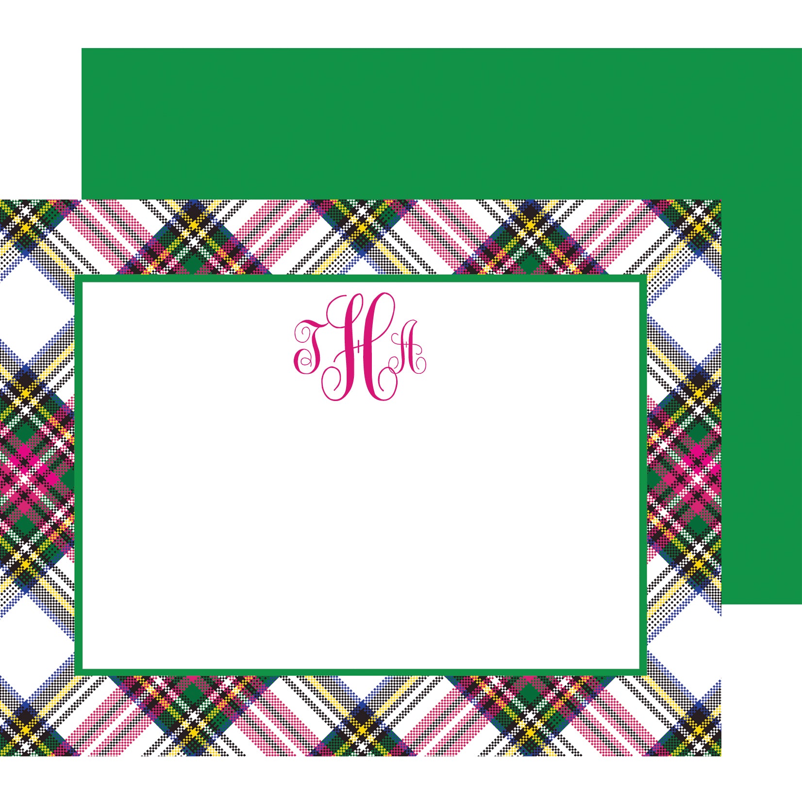Preppy Plaid Personalized Flat Notecards