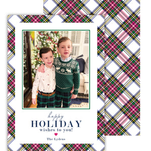 Preppy Plaid Vertical Holiday Photo Card