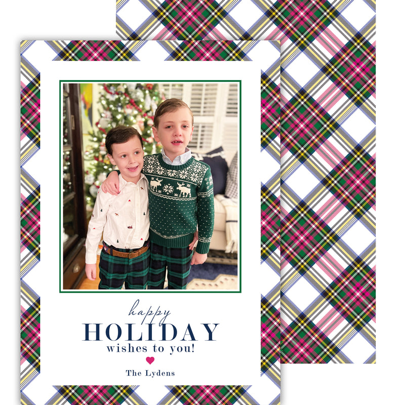 Preppy Plaid Vertical Holiday Photo Card
