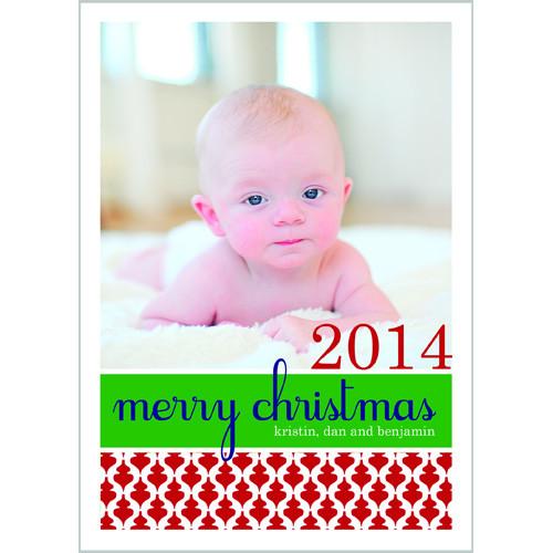Red Ornaments Holiday Photo Card Wholesale