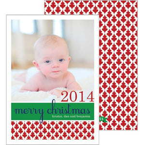 Red Ornaments Holiday Photo Card Wholesale