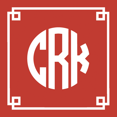 Red Fretwork Monogram Square Gift Sticker - Set of 24