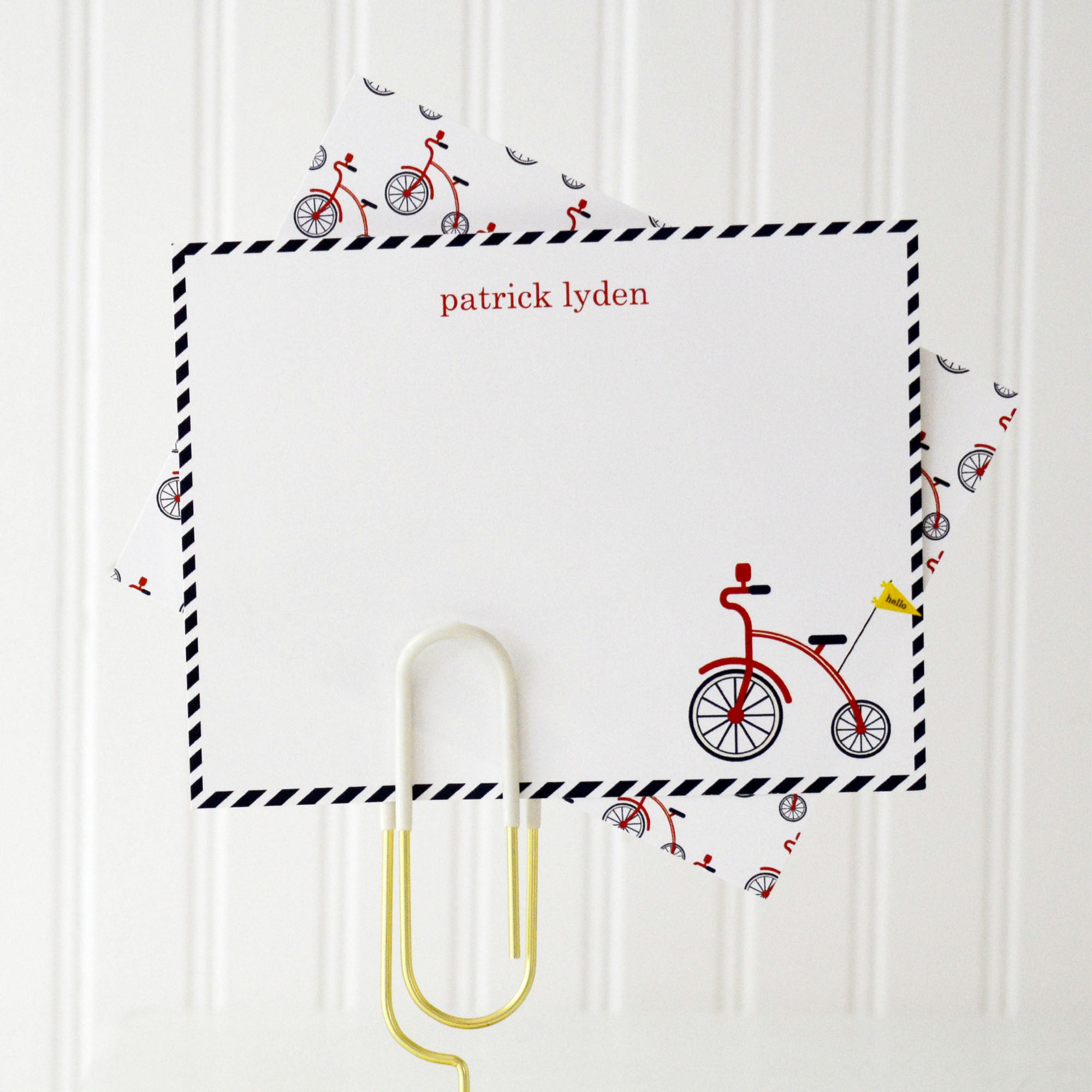 Red Bicycle Personalized Flat Notecards