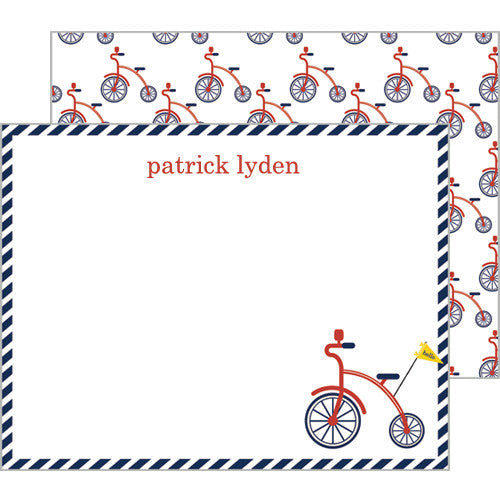 Red Bicycle Personalized Flat Notecards