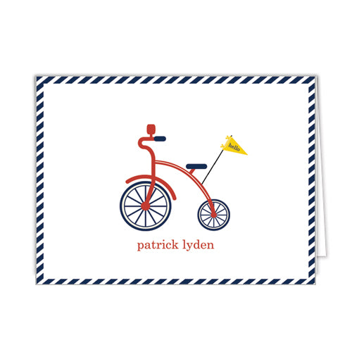 Red Bicycle Personalized Folded Notecards