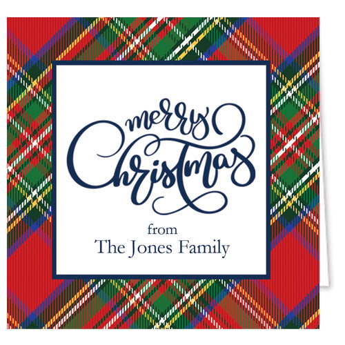 Red Tartan Plaid Personalized Enclosure Cards + Envelopes