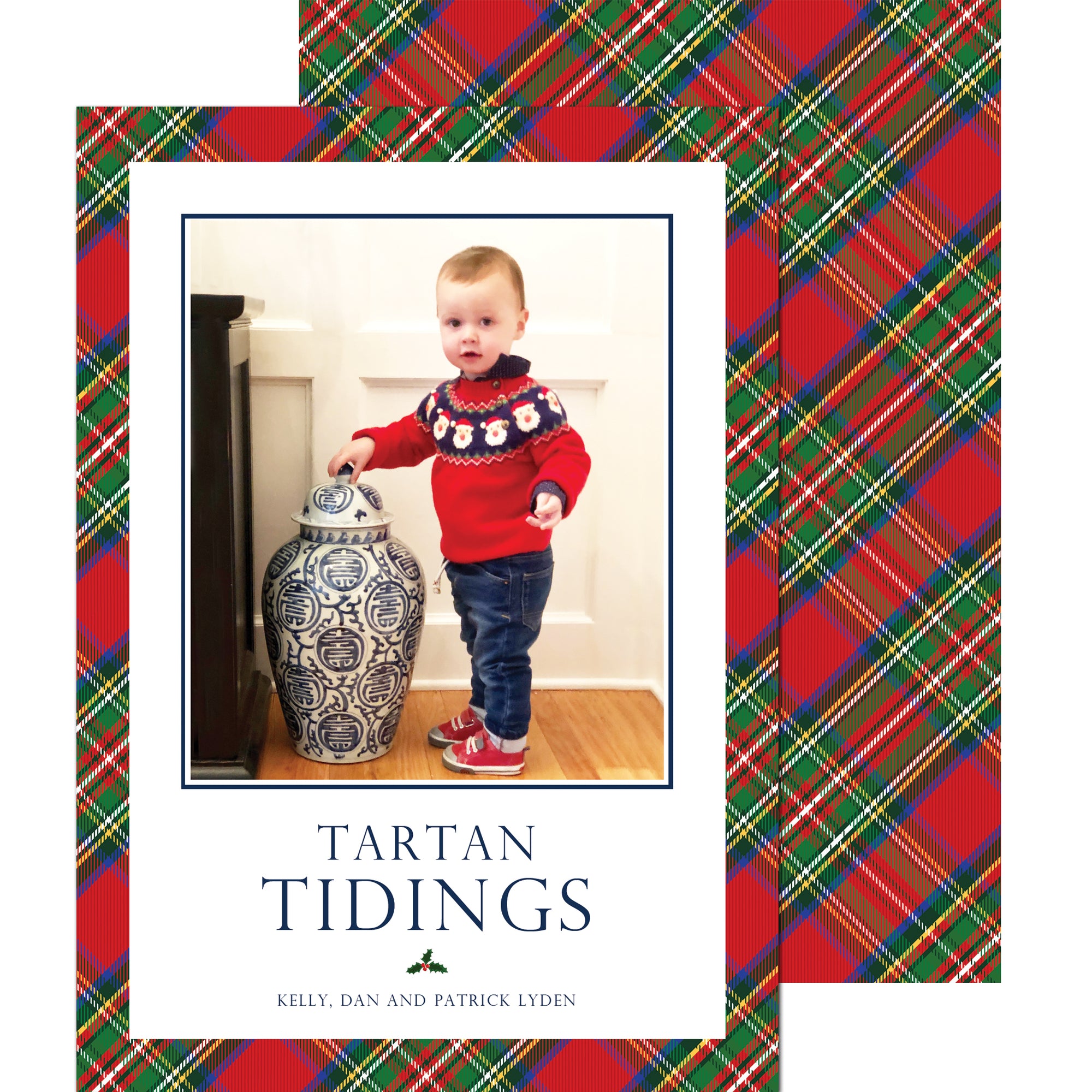 Christmas Red Tartan Plaid Holiday Photo Card