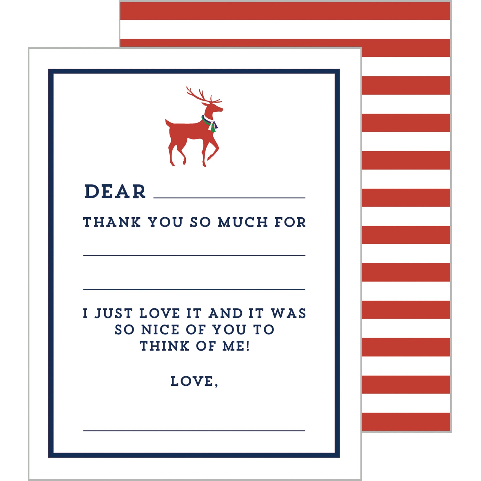 In Stock Fill In the Blank Flat Notecards | Reindeer