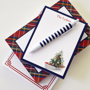 Nautical Christmas Tree in a Row Boat Personalized Notepad