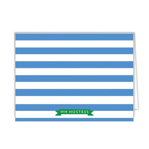 Rugby Stripe Monogram Personalized Folded Notecard - More Colors