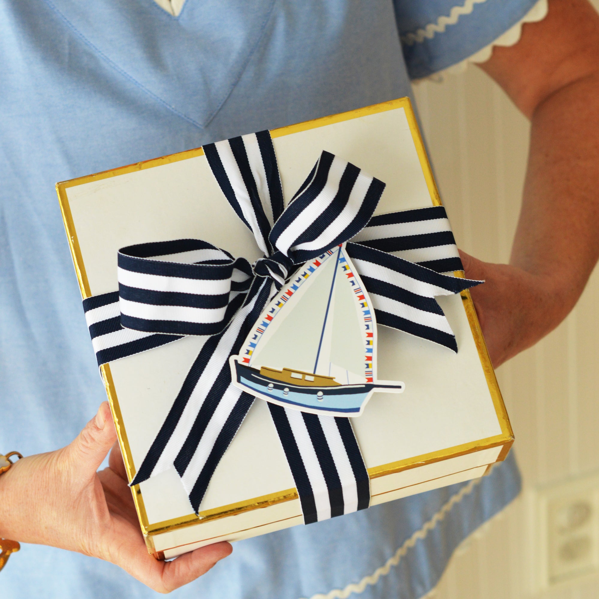 Stock Shoppe: Sailboat with Nautical Flags Die-Cut Gift Tags